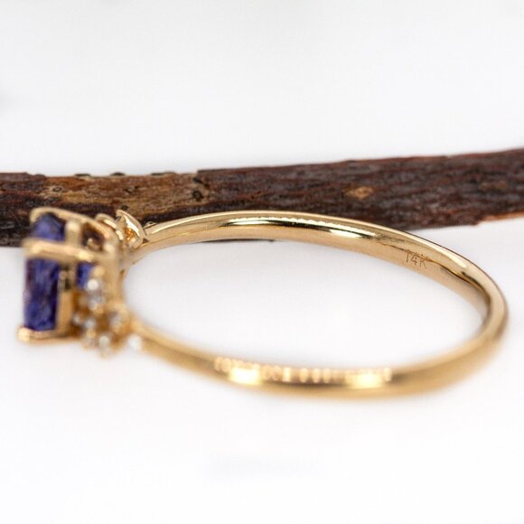 Tanzanite Ring in Solid 14K Gold with Natural Diamond Accents - Picture 8 of 8